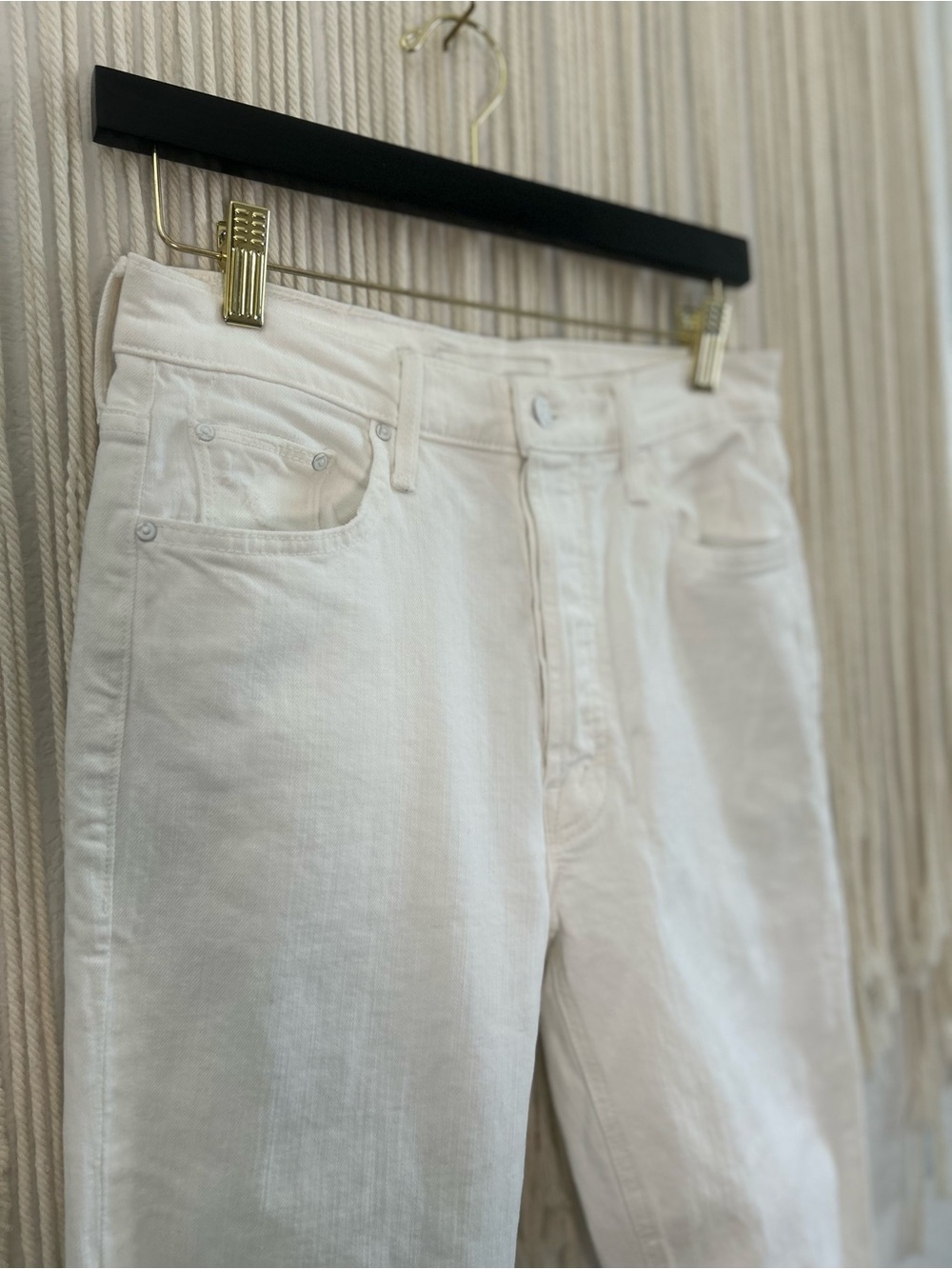 MOTHER SUPERIOR The Tripper white HighRise Straight-Leg Jeans with Knee Distress - Picture 5 of 16